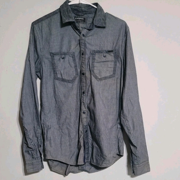 Express Charcoal Button-Down Shirt Sz Small - Picture 1 of 3